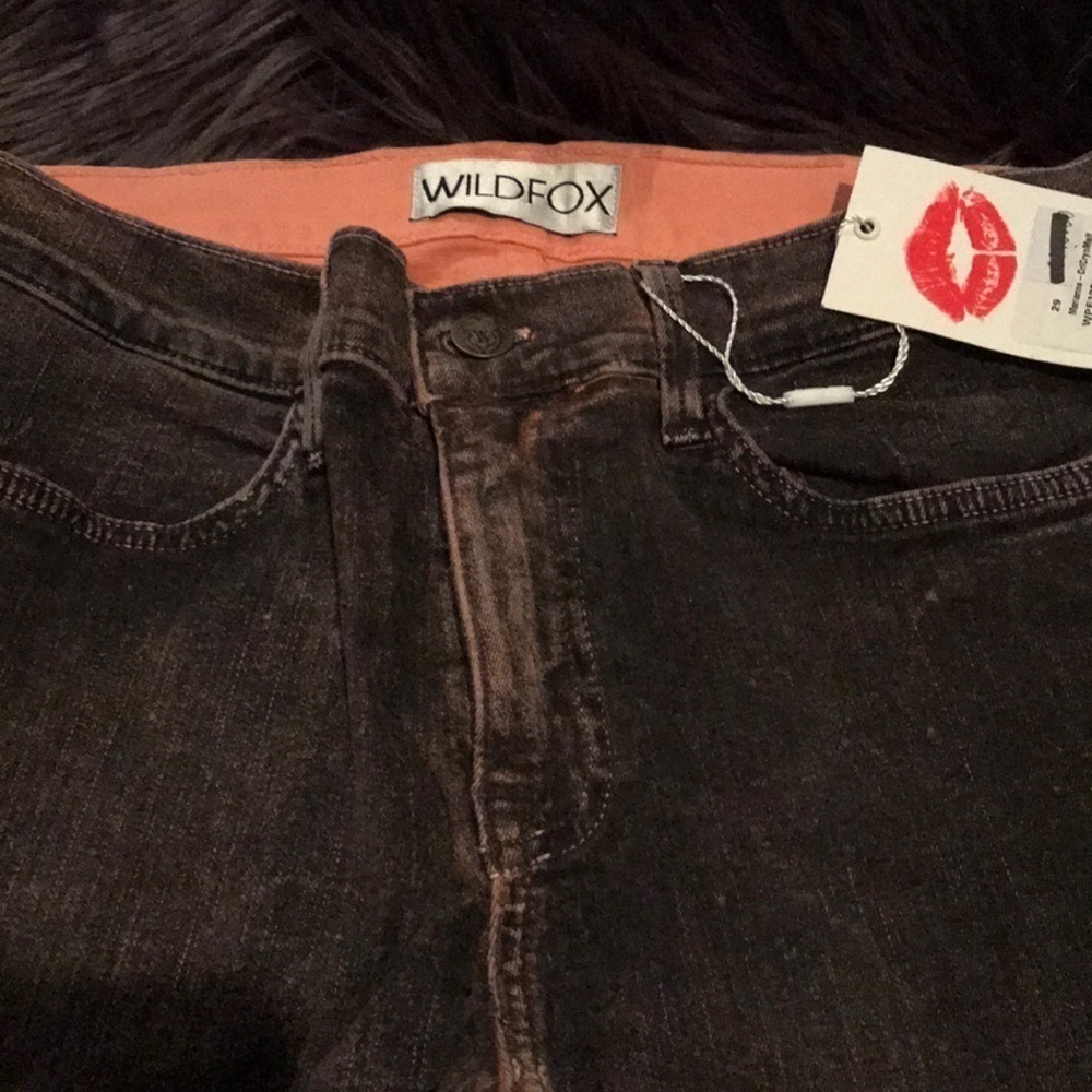 Wildfox jeans with peach colored base and black - Picture 2 of 6